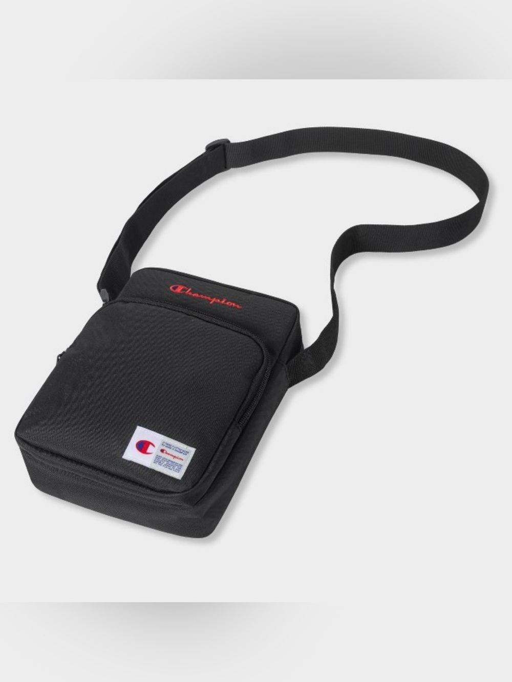 Champion unisex crossbody bag black with red embroidered logo